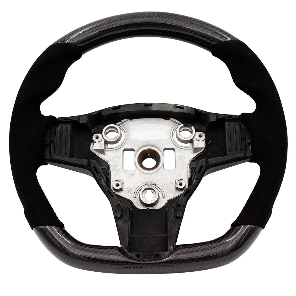 BLOX Racing Tesla Model 3 and Y Carbon/Alcantara Steering Wheel Black Stitching