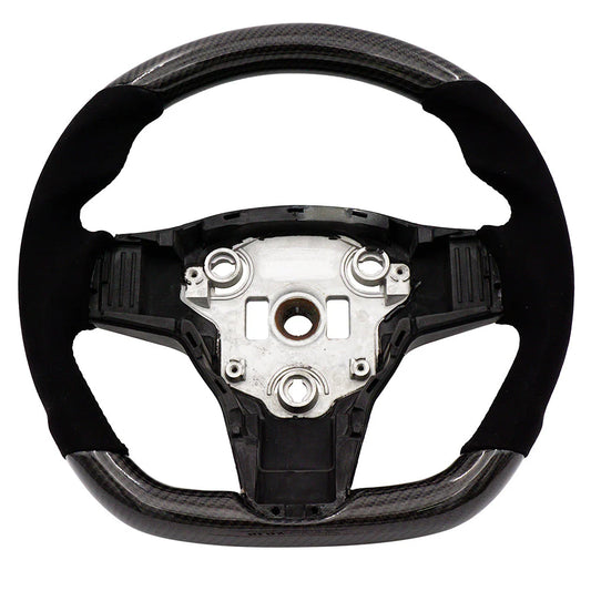 BLOX Racing Tesla Model 3 and Y Carbon/Alcantara Steering Wheel Black Stitching